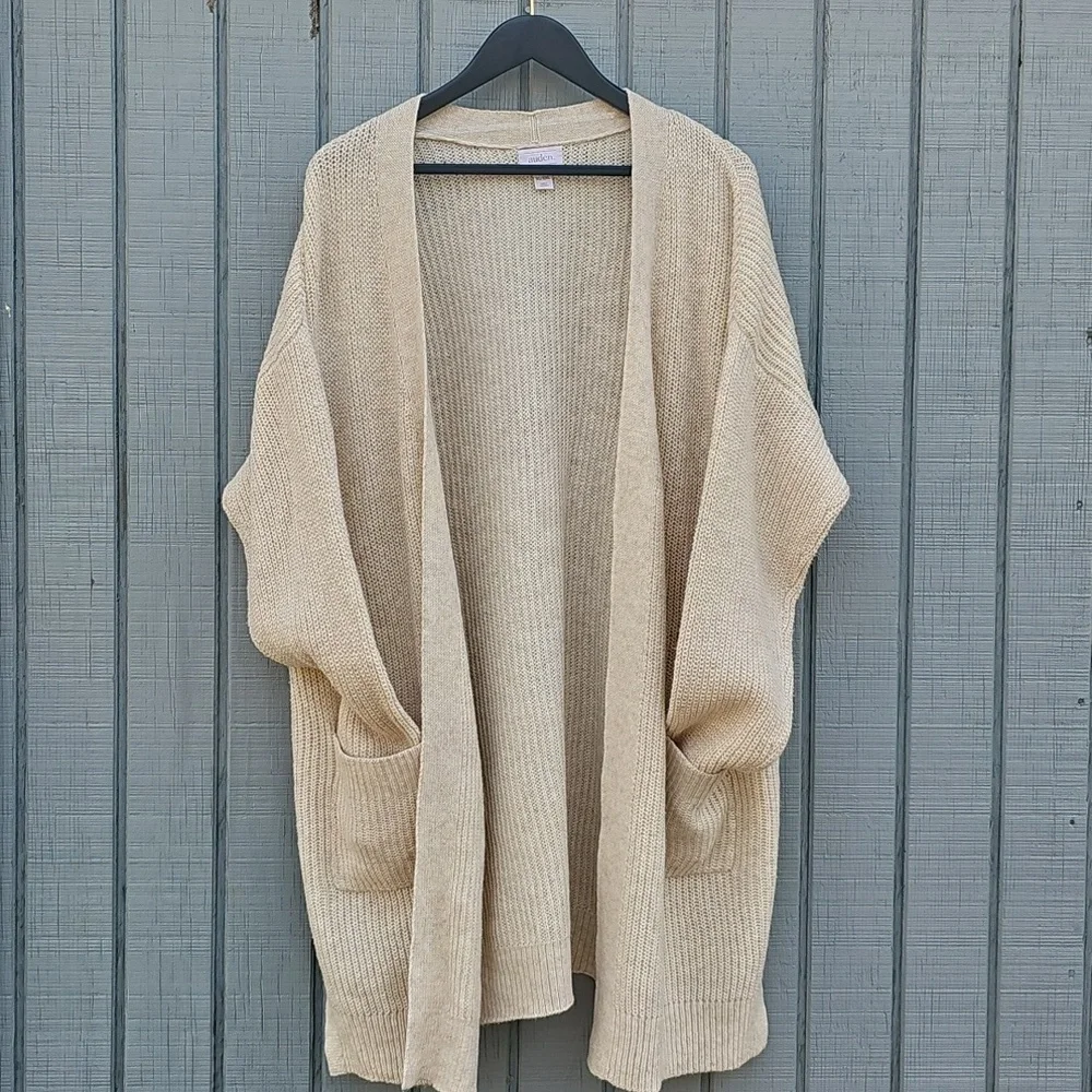 Auden Women's Open Front Sweater Robe with Pockets XL/XXL Oatmeal New - Picture 1 of 14
